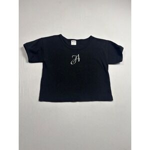Murina Black Graphic T Shirt Short Sleeve Crew Neck Cotton Size M Crop USA Made